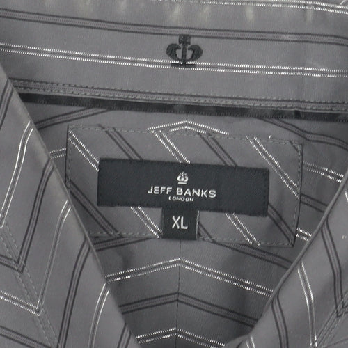 Jeff Banks Men's Grey XL Striped Dress Shirt