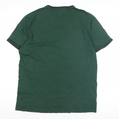 Fred Perry Men's Green Medium T-Shirt, Crew Neck, Logo Accent