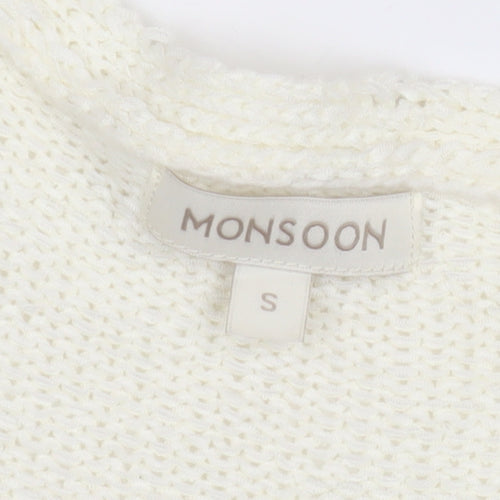 Monsoon Women's Ivory Sleeveless Knit Vest S