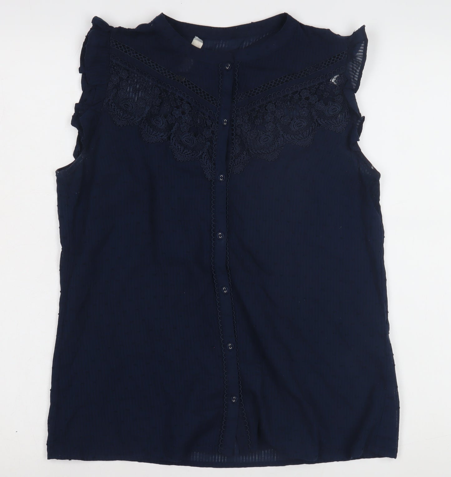 Oasis Women's Blue Sleeveless Lace Blouse Size 10