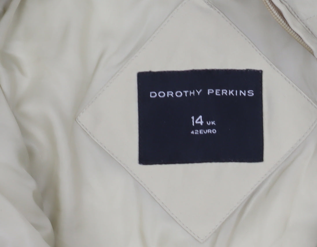 Dorothy Perkins Women Beige Size 14 Puffer Jacket