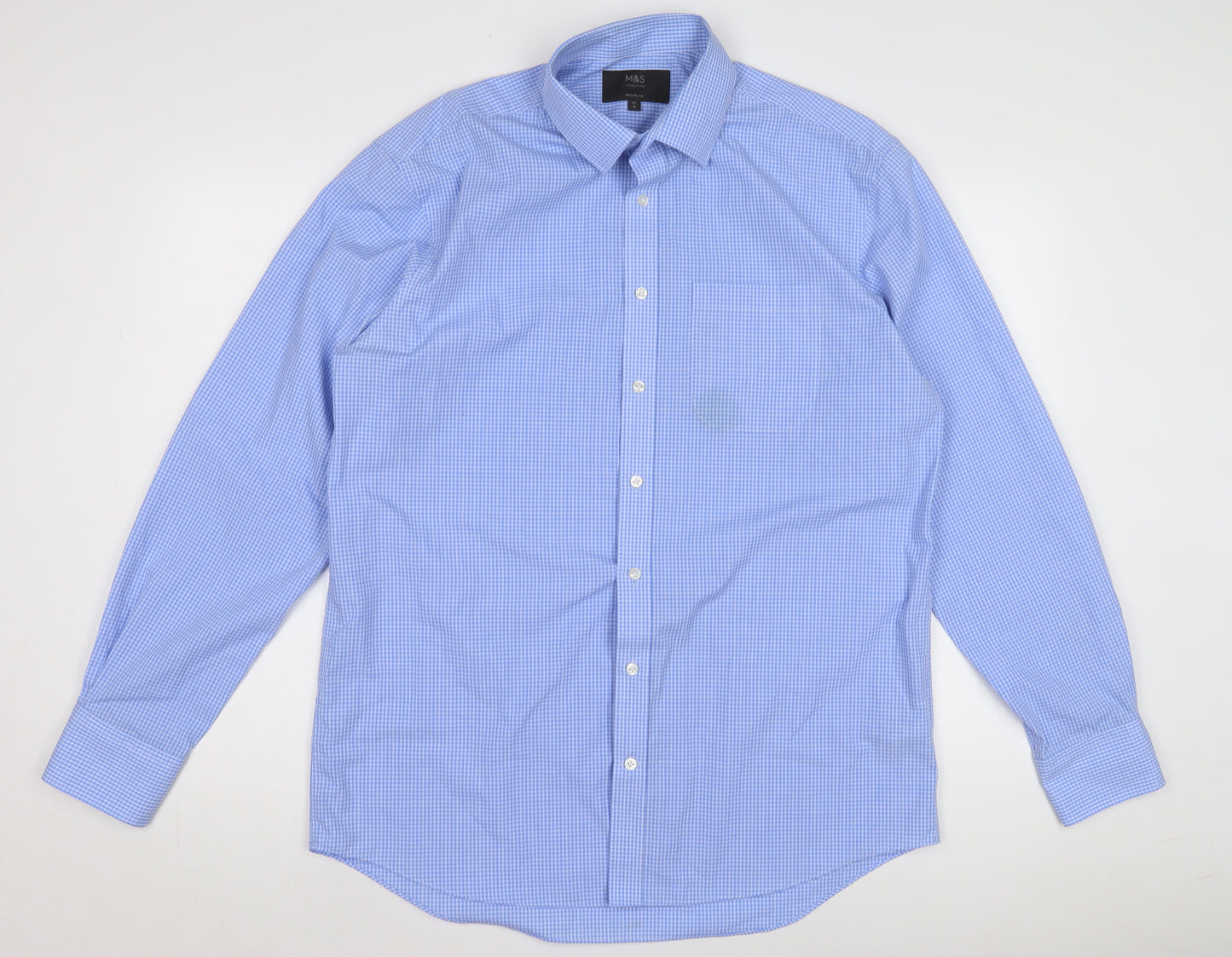 Marks and Spencer Men's Blue Check Dress Shirt