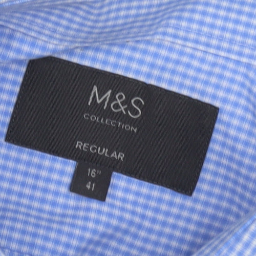 Marks and Spencer Men's Blue Check Dress Shirt
