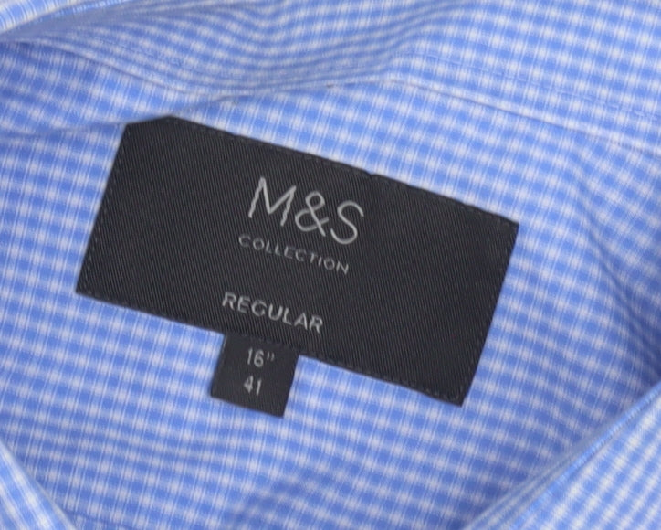 Marks and Spencer Men's Blue Check Dress Shirt