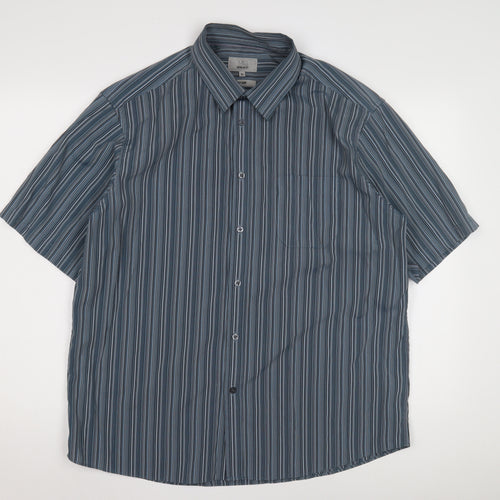 Marks and Spencer Men's Blue Striped XL Casual Shirt