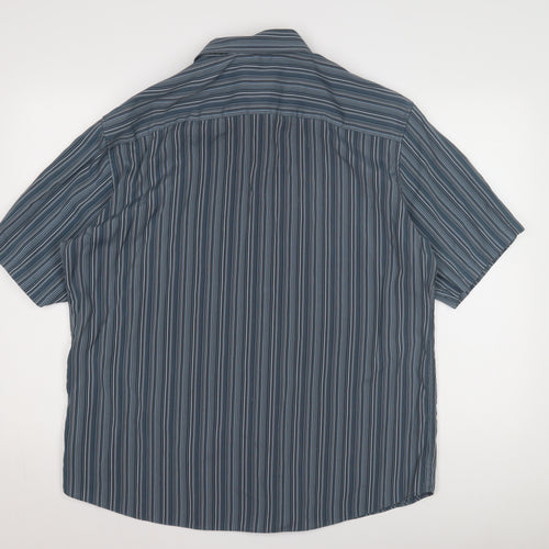 Marks and Spencer Men's Blue Striped XL Casual Shirt