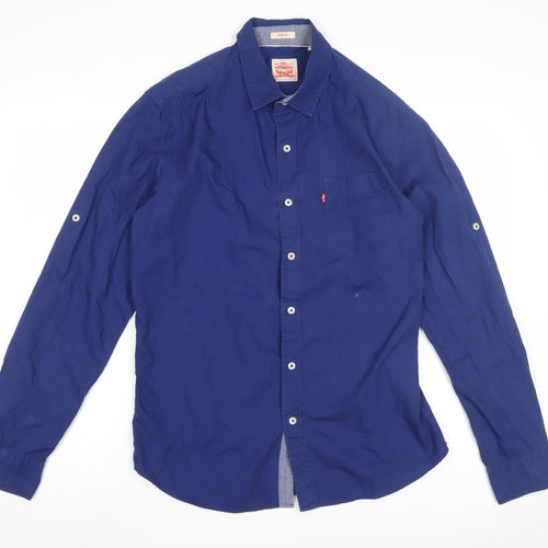 Levi's Men's Blue Slim Fit Button-Up Shirt L