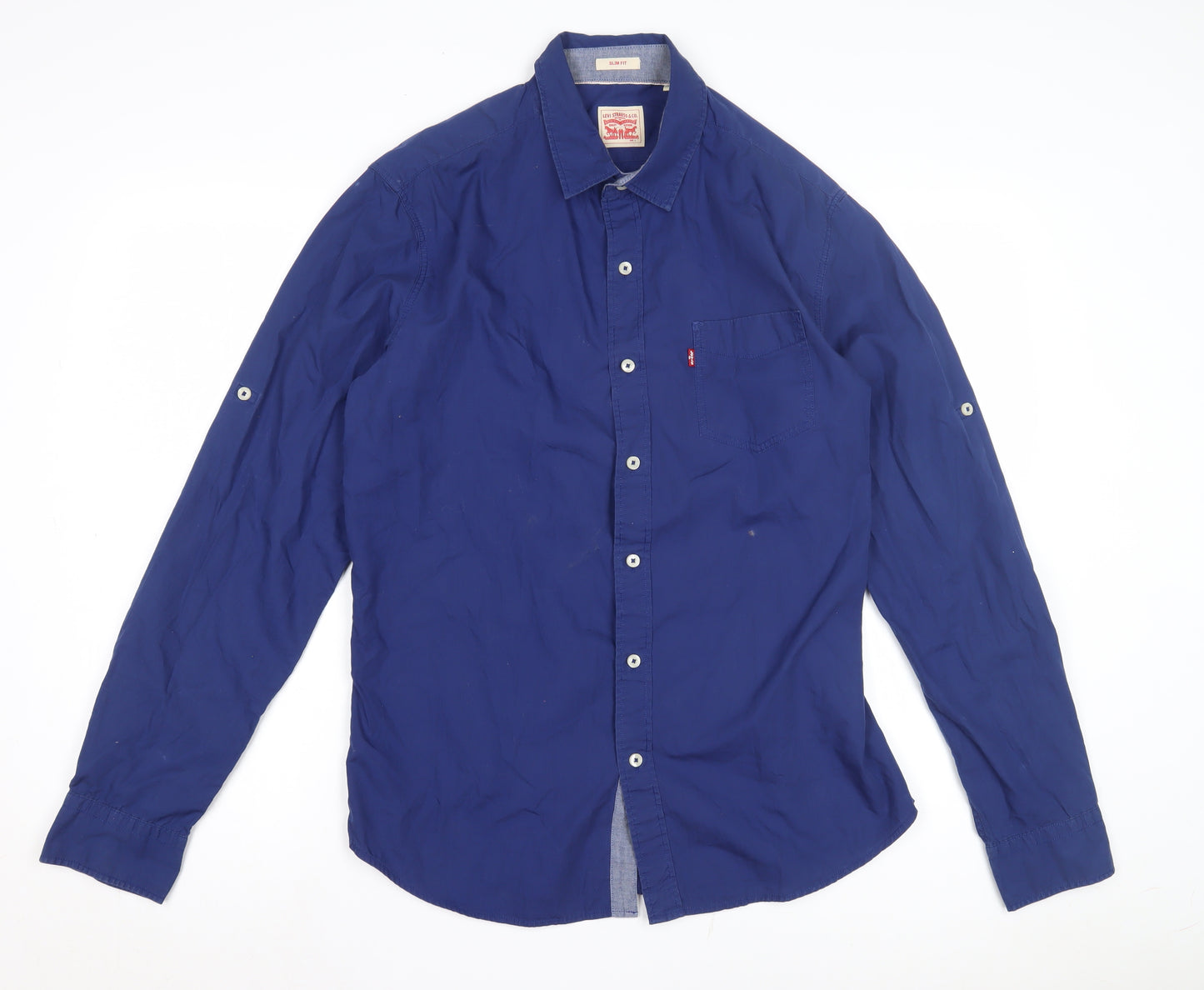 Levi's Men's Blue Slim Fit Button-Up Shirt L