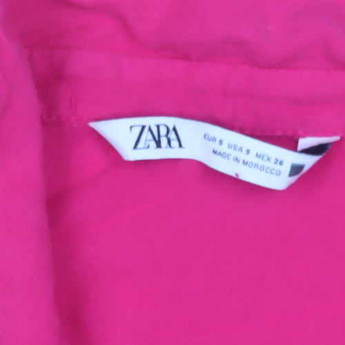 Zara Women's Pink Button-Up Shirt, Size 8, Relaxed Fit