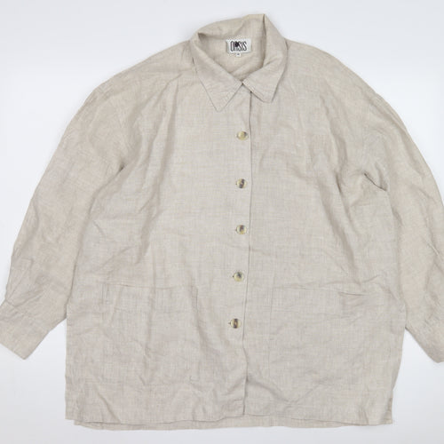Oasis Beige Linen Women's Jacket Size 14 Casual