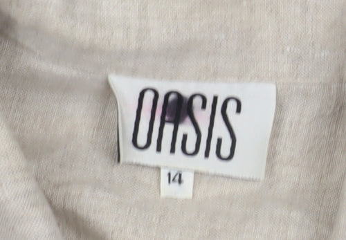 Oasis Beige Linen Women's Jacket Size 14 Casual
