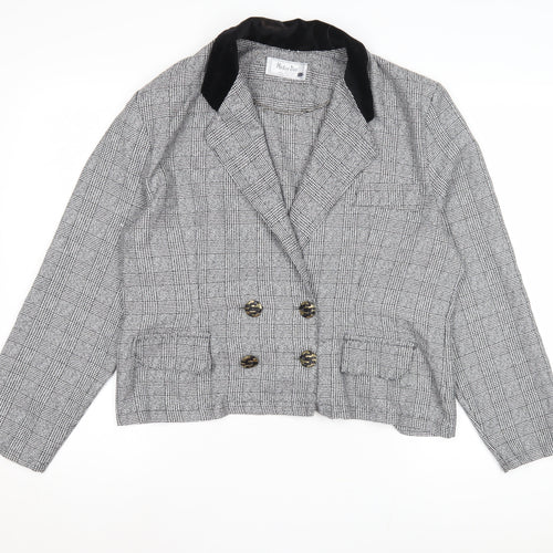 Mister Dee Women's Grey Check Blazer, Wool Tweed
