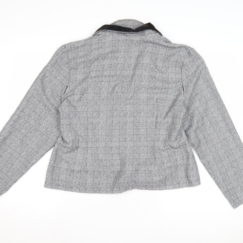 Mister Dee Women's Grey Check Blazer, Wool Tweed