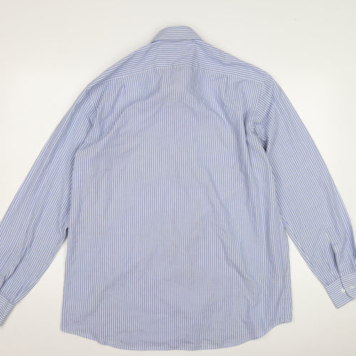 Marks and Spencer Men's Blue Striped Shirt, Size 16.5