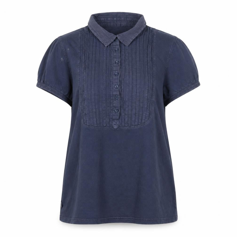 Front view of Seasalts Women's Blue Button-Up Shirt, size 14