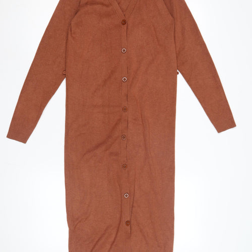 ASOS Design Women Brown Petite Long Sleeve Shirt Dress