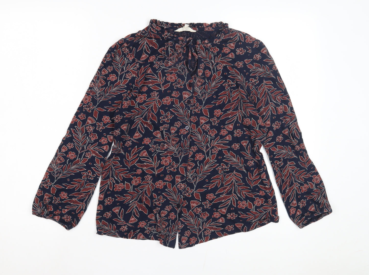 Seasalt Cornwall Floral Blouse, UK 12, Women's Casual Blue