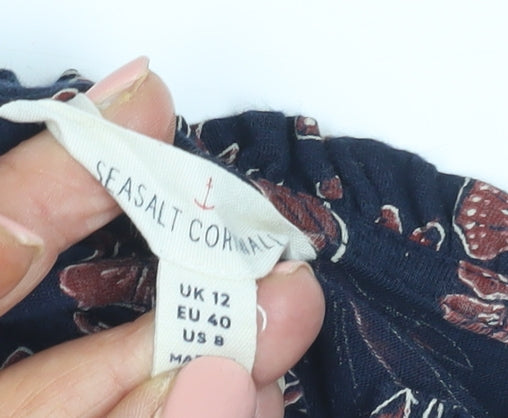 Seasalt Cornwall Floral Blouse, UK 12, Women's Casual Blue
