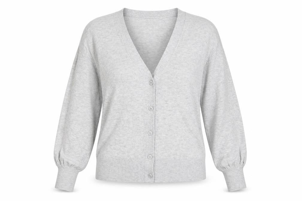Front view of Gap Women's Grey Cardigan M V-Neck Button Knit