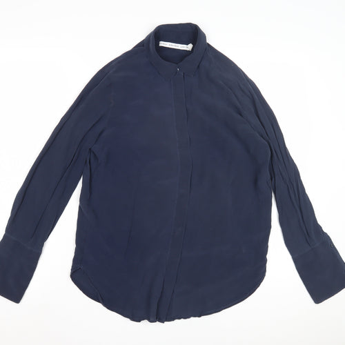 Robert Ezra Women's Blue Button-Up Long Sleeve Shirt