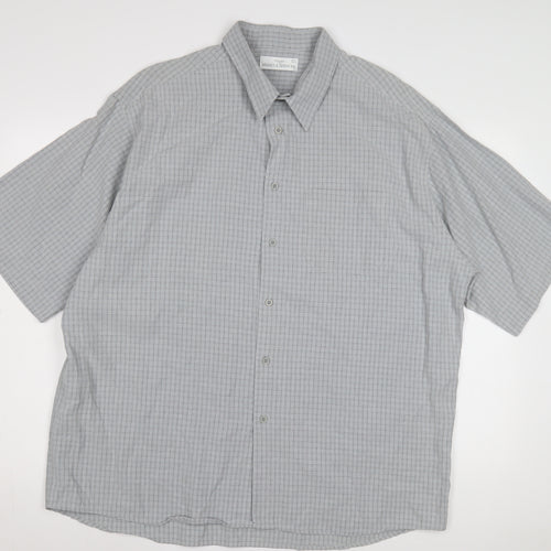 Marks and Spencer Men's Grey Check Shirt XL