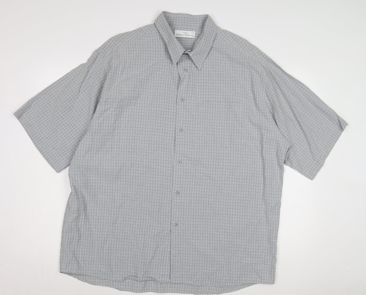 Marks and Spencer Men's Grey Check Shirt XL