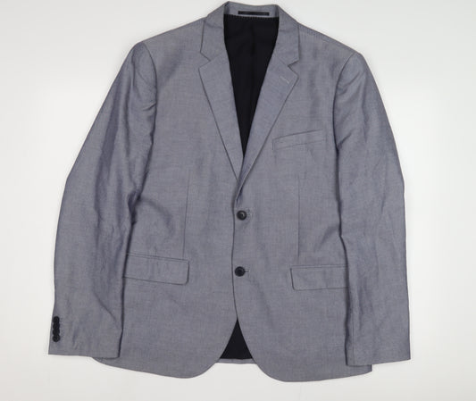 H&M Men's Grey Slim Fit Blazer Jacket, Size 44