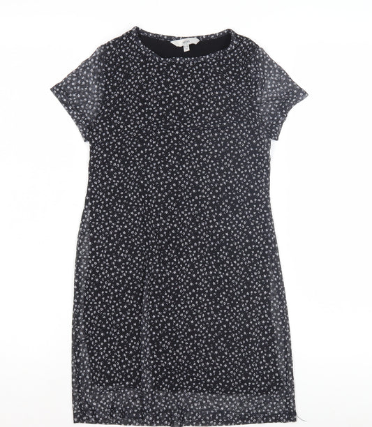 Miss E-Vie Girls Black Floral Shift Dress 9-10 Yrs