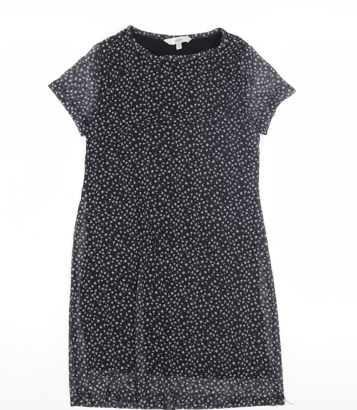 Miss E-Vie Girls Black Floral Shift Dress 9-10 Yrs
