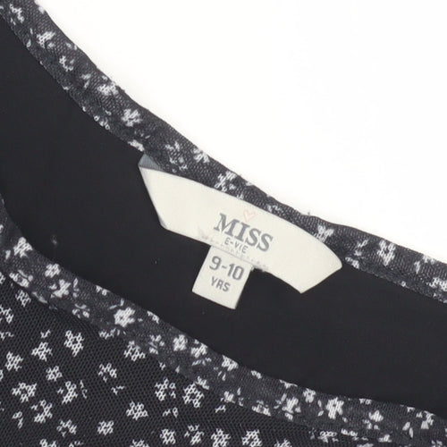 Miss E-Vie Girls Black Floral Shift Dress 9-10 Yrs