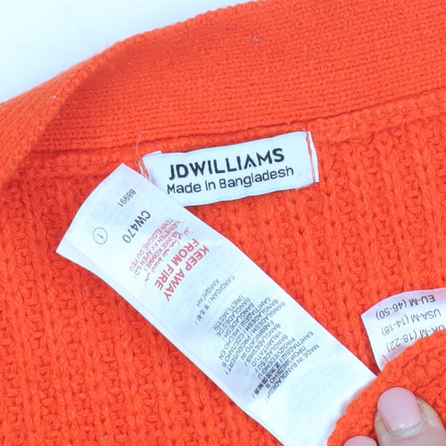 JD Williams Women's Orange Open Front Cardigan, Size 14, Casual Knit