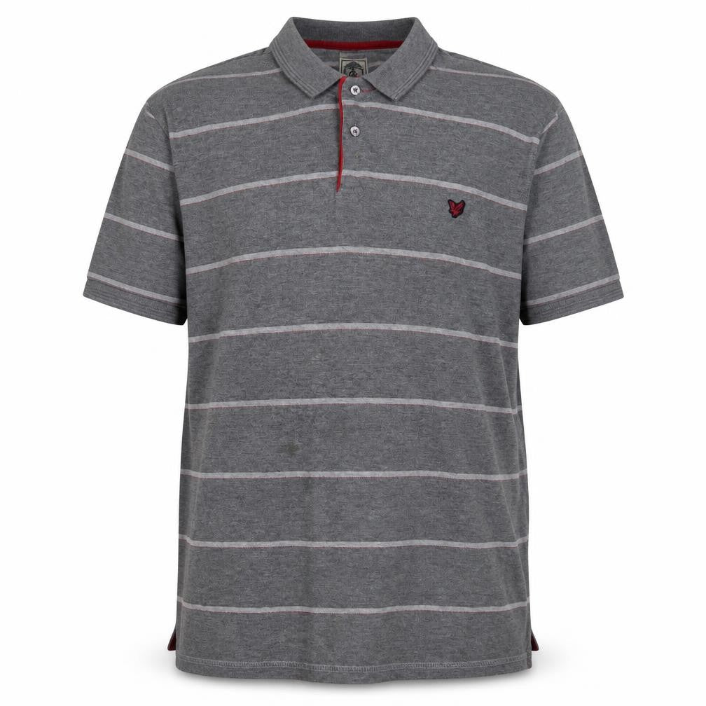Lyle and Scott Men's Grey Striped Polo, Size 2XL, Casual