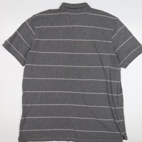 Lyle and Scott Men's Grey Striped Polo, Size 2XL, Casual