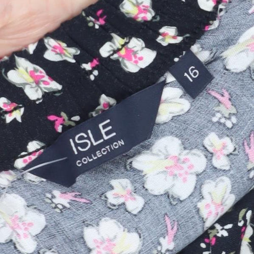 Isle Collection Women's Black Floral Skirt Size 16