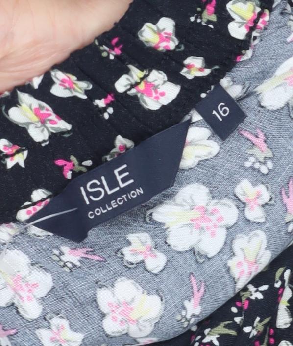 Isle Collection Women's Black Floral Skirt Size 16