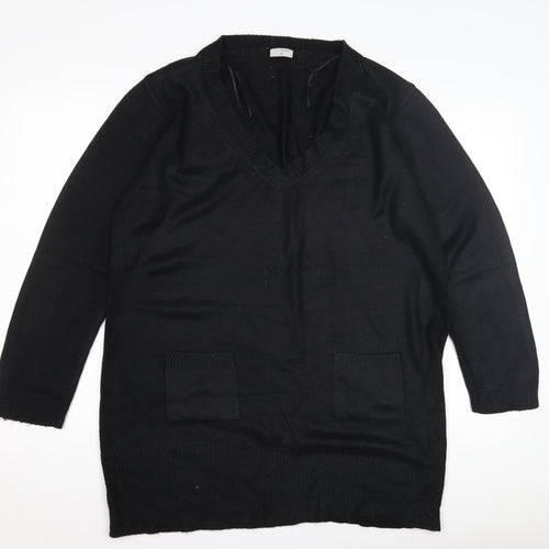 Ethel Austin Women's Black V-Neck Jumper Size 18