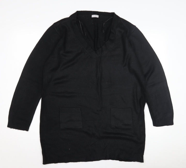 Ethel Austin Women's Black V-Neck Jumper Size 18