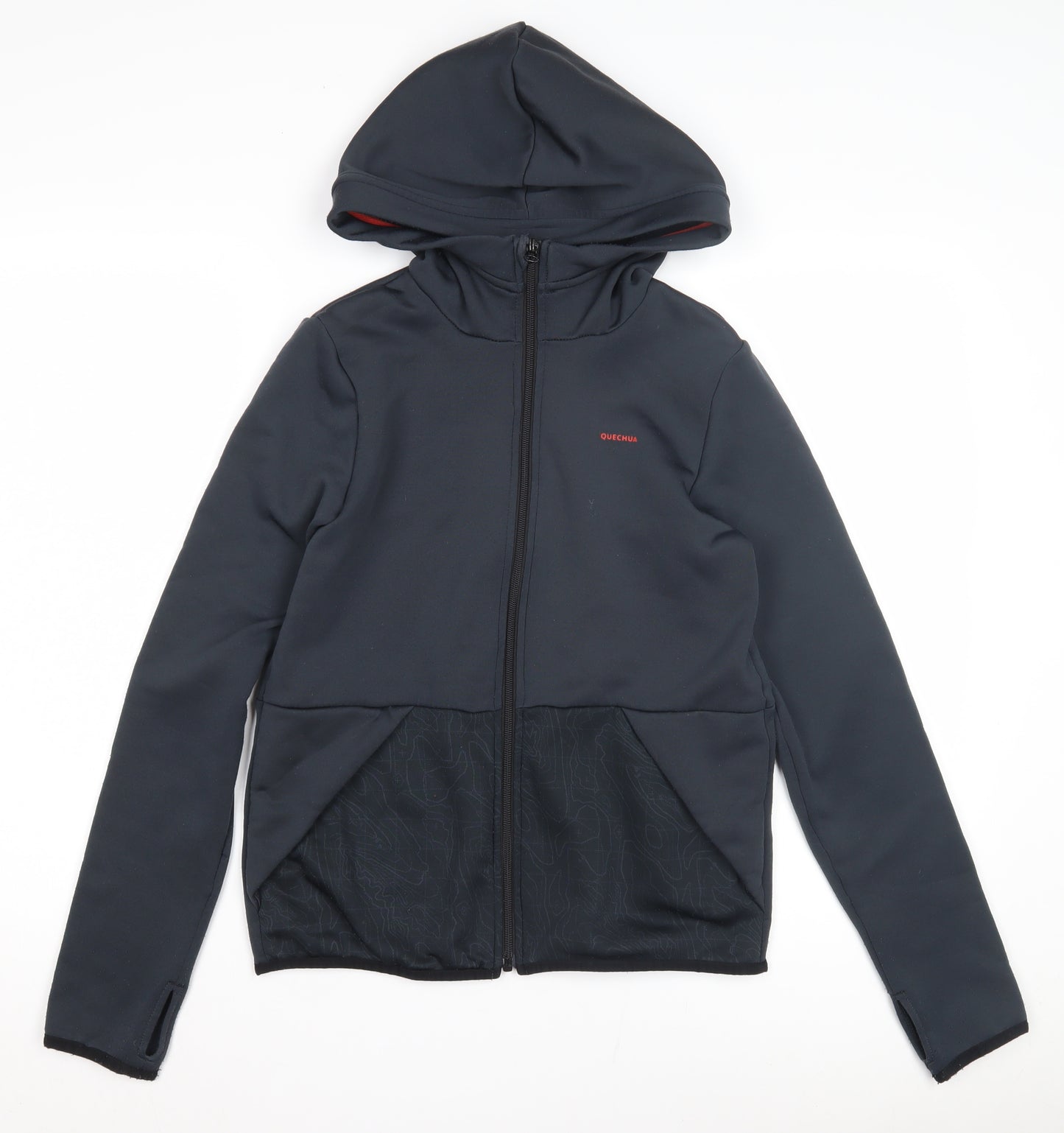 Decathlon Boys Black Hooded Full Zip Fleece Hiking Hoodie 12-13 Years