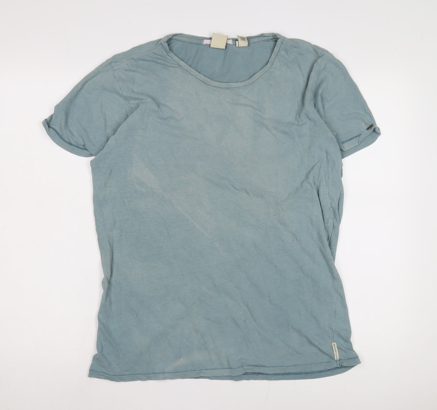 Scotch & Soda Men's Blue Cotton T-Shirt, Size L