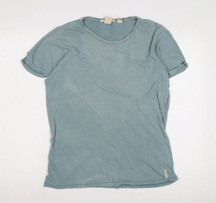 Scotch & Soda Men's Blue Cotton T-Shirt, Size L