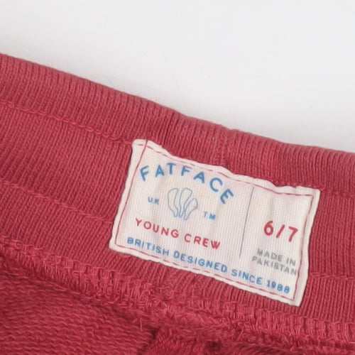 FatFace Girls Red Sweat Shorts 6-7 Years with Drawstring Waist
