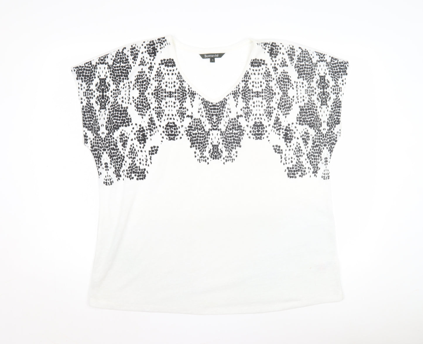 Bonmarché Women's White Animal Print T-Shirt Size 18