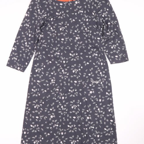 Weird Fish Women's Grey Floral Shift Dress Size 8