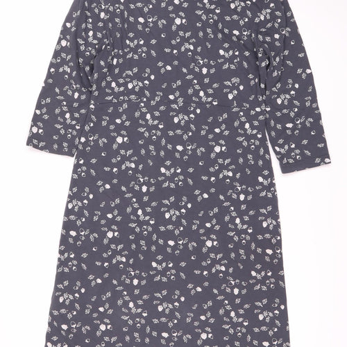 Weird Fish Women's Grey Floral Shift Dress Size 8