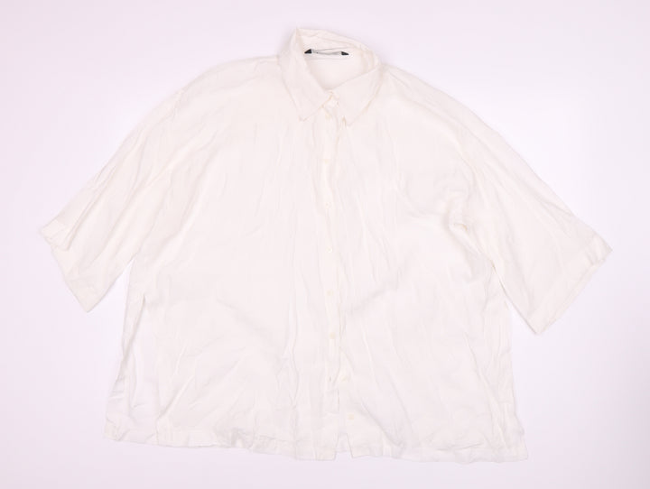 Zara Women's White Modal Blend Collared Blouse Size 4
