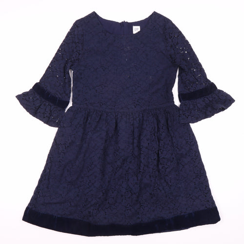 GAP Blue A-Line Party Dress for Girls - M, Lace, 3/4 Sleeve