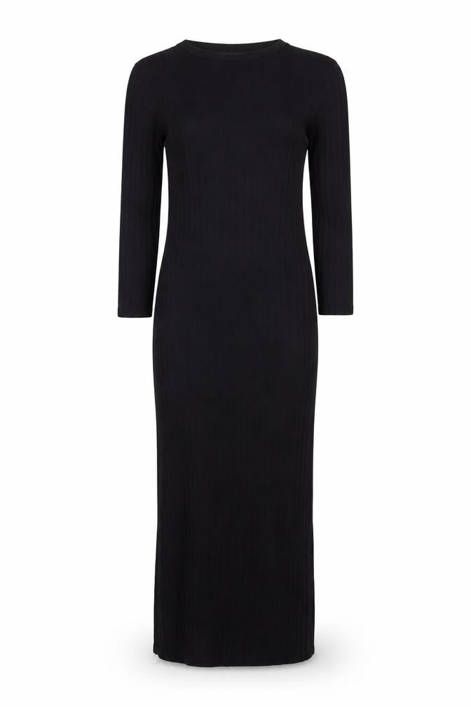 Bershka Black Bodycon Midi Dress, Size 8, 3/4 Sleeve