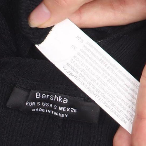 Bershka Black Bodycon Midi Dress, Size 8, 3/4 Sleeve