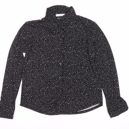 Mango Women's Black Polka Dot Button-Up Shirt Size 12