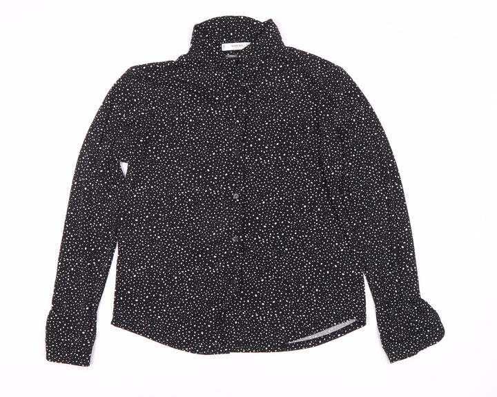 Mango Women's Black Polka Dot Button-Up Shirt Size 12